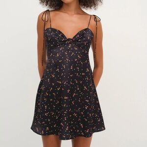 For Love And Lemons Adira Black Floral Mini Dress